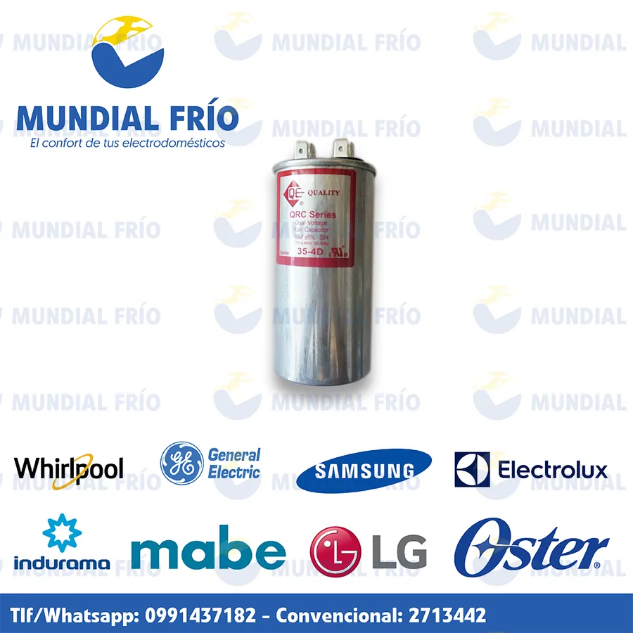 Capacitor y pila para electrodomésticos, fotografía de catálogo de Mundial Frío