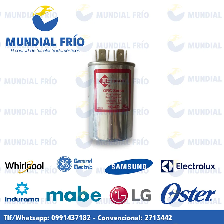 Capacitor y pila para electrodomésticos, fotografía de catálogo de Mundial Frío