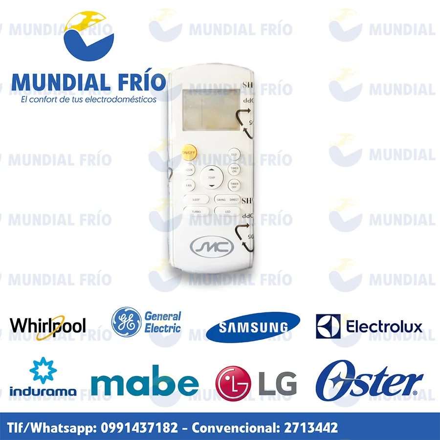 Control remoto para aire acondicionado y televisor, fotografía de catálogo de Mundial Frío