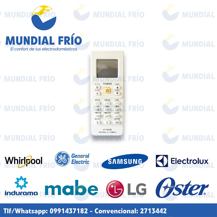 Control remoto para aire acondicionado y televisor, fotografía de catálogo de Mundial Frío