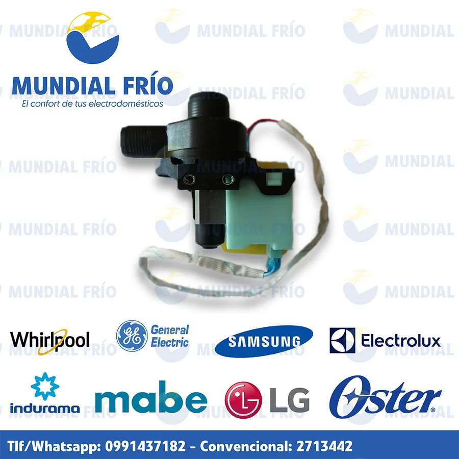 Electrobomba de desagüe para lavadora, fotografía de catálogo de Mundial Frío