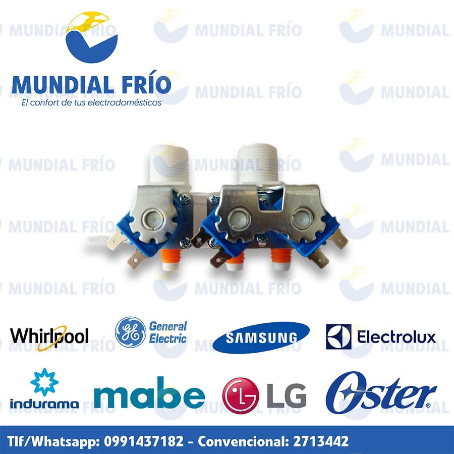 Electroválvula solenoide para lavadora, fotografía de catálogo de Mundial Frío