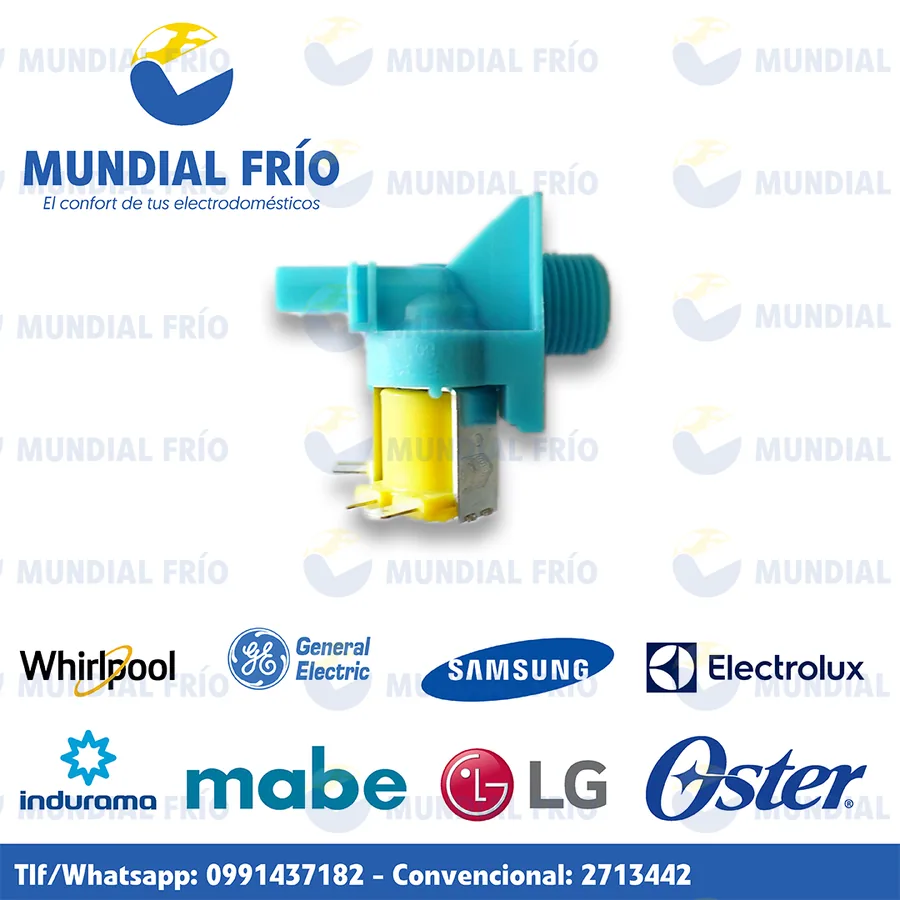 Electroválvula solenoide para lavadora, fotografía de catálogo de Mundial Frío