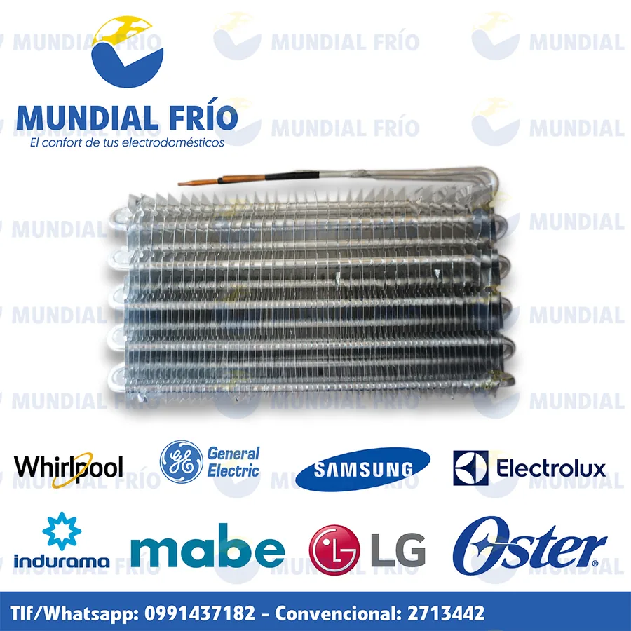 Evaporador y condensador para refrigeración, fotografía de catálogo de Mundial Frío