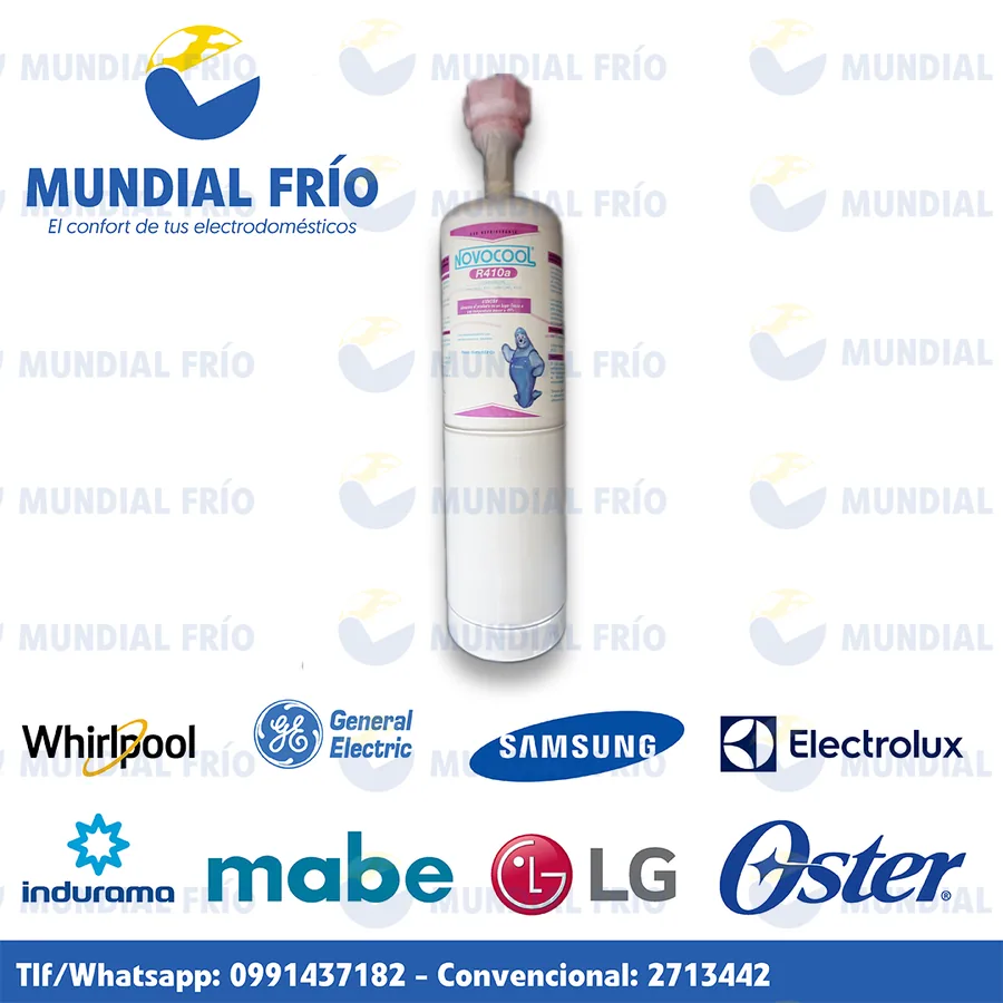 Gas refrigerante y aceite para climatización, fotografía de catálogo de Mundial Frío