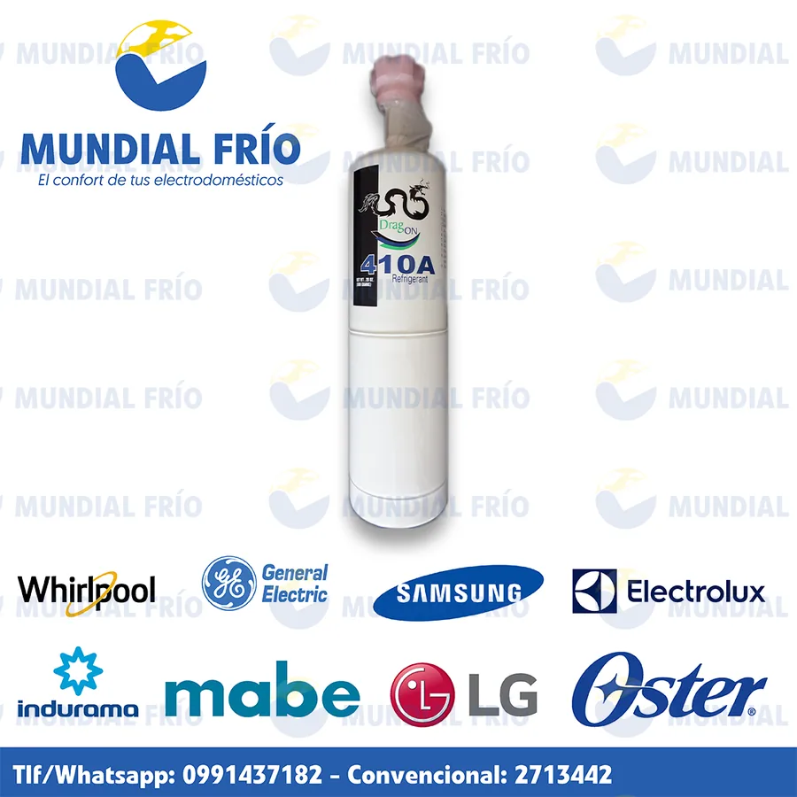 Gas refrigerante y aceite para climatización, fotografía de catálogo de Mundial Frío