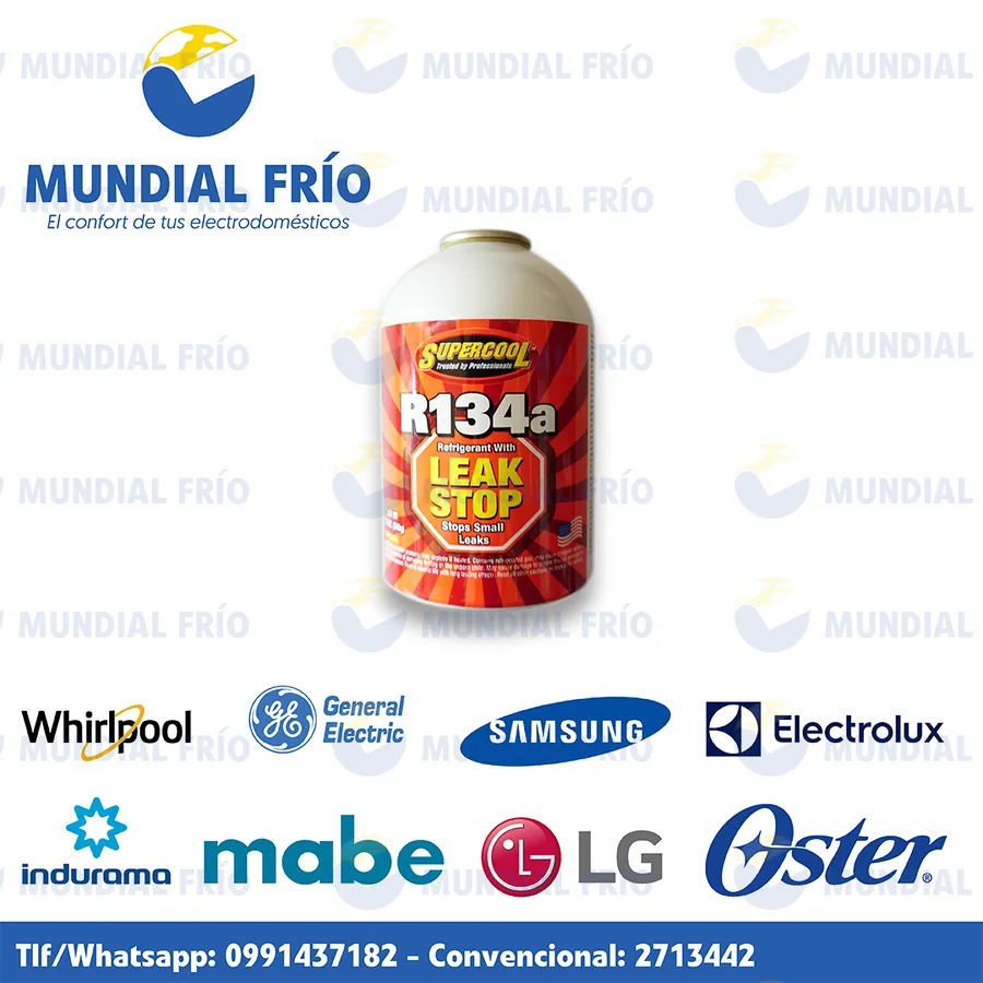 Gas refrigerante y aceite para refrigeración, fotografía de catálogo de Mundial Frío