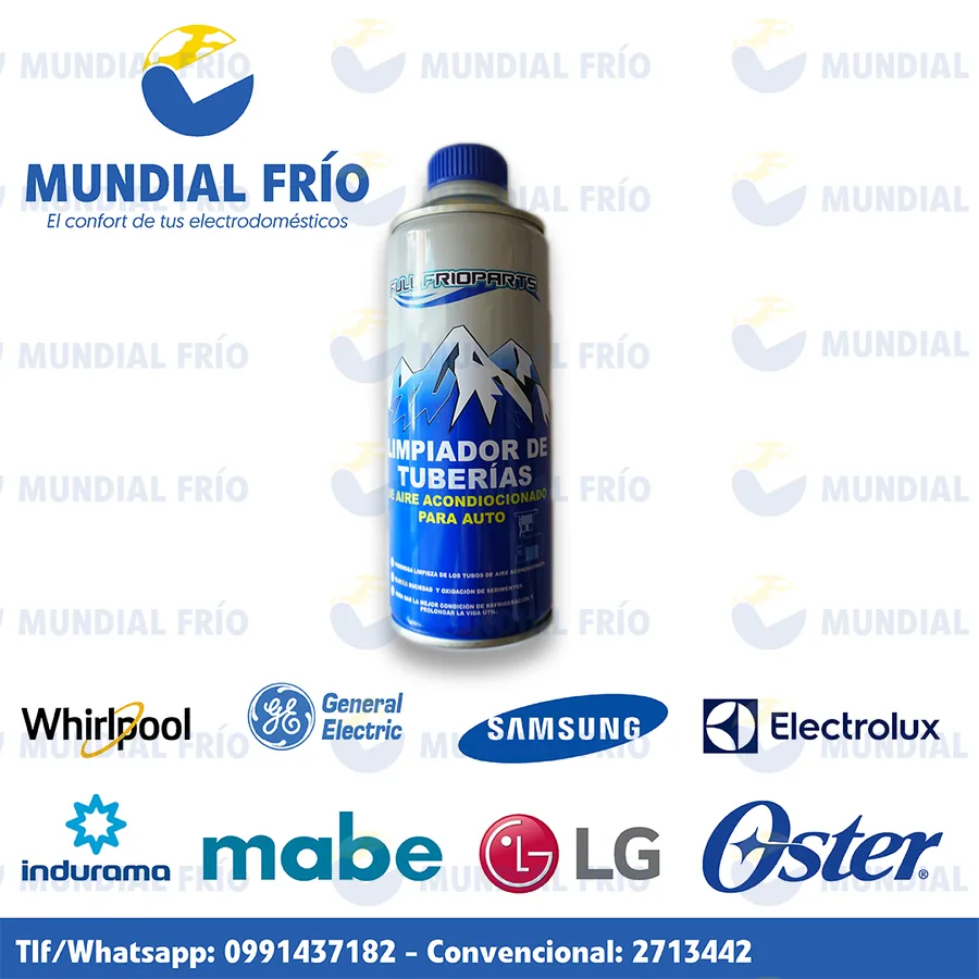 Gas refrigerante y aceite para refrigeración, fotografía de catálogo de Mundial Frío