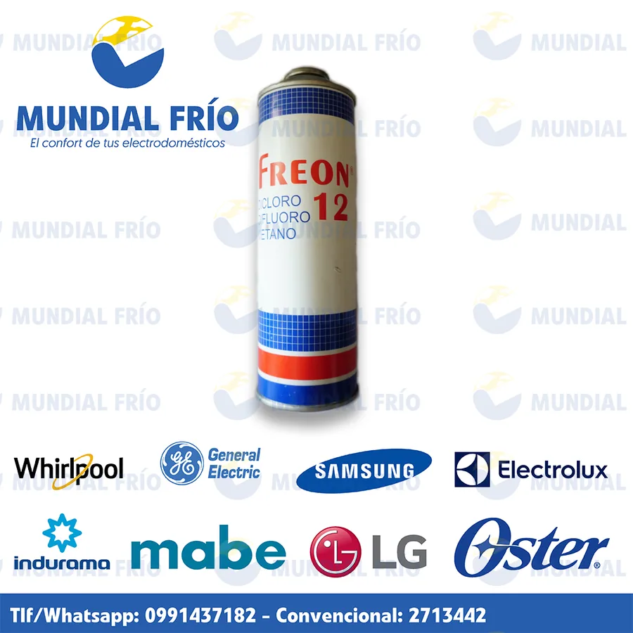 Gas refrigerante y aceite para refrigeración, fotografía de catálogo de Mundial Frío