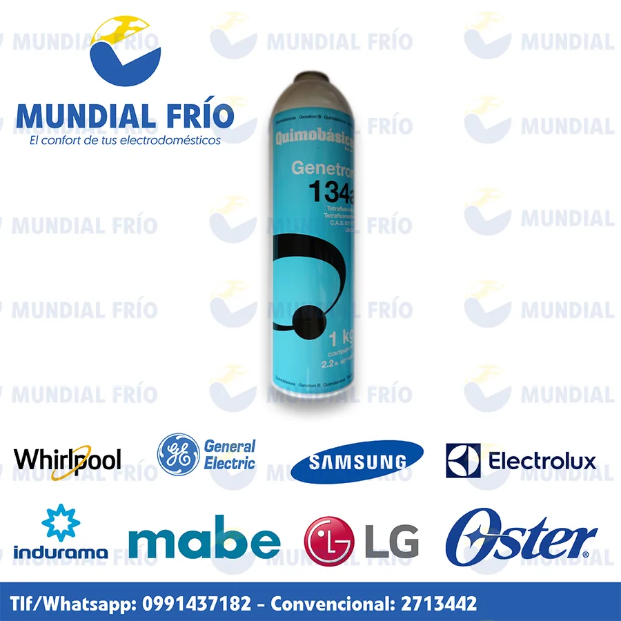 Gas refrigerante y aceite para refrigeración, fotografía de catálogo de Mundial Frío