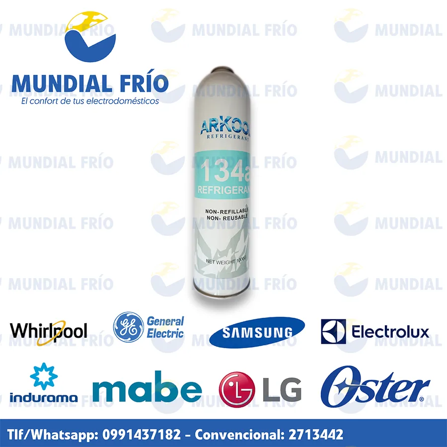 Gas refrigerante y aceite para refrigeración, fotografía de catálogo de Mundial Frío