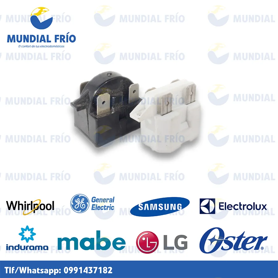 Relé y protector térmico para compresor, fotografía de catálogo de Mundial Frío