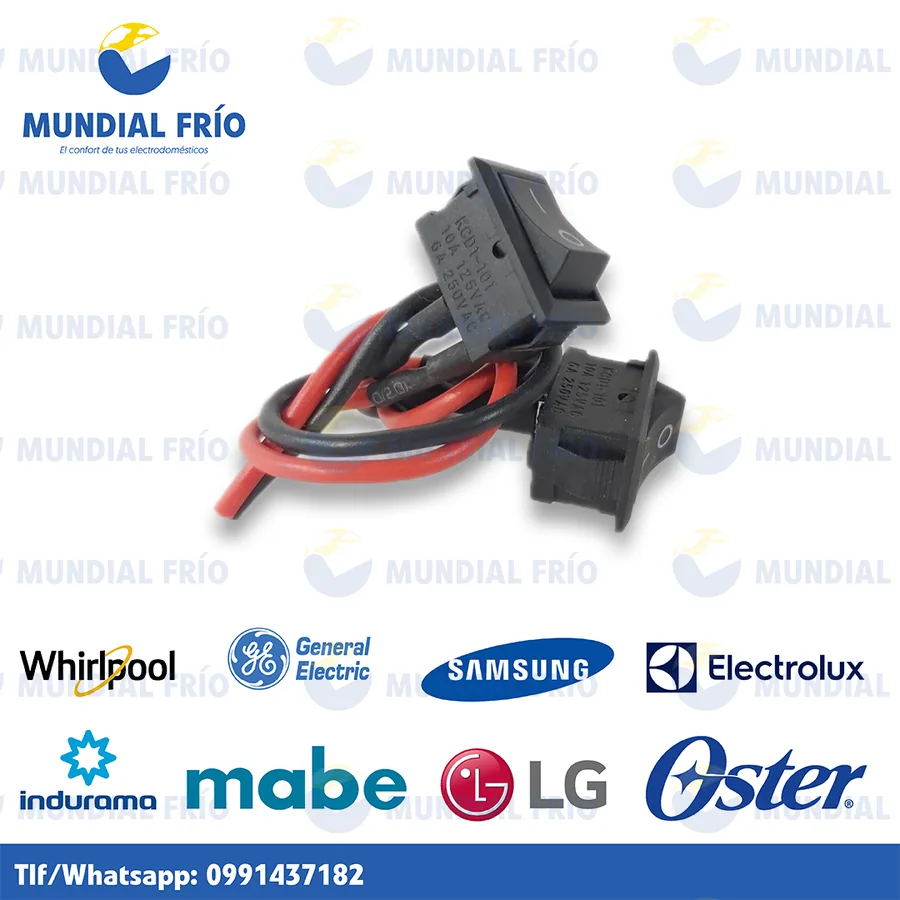 Switch e interruptor para electrodomésticos, fotografía de catálogo de Mundial Frío