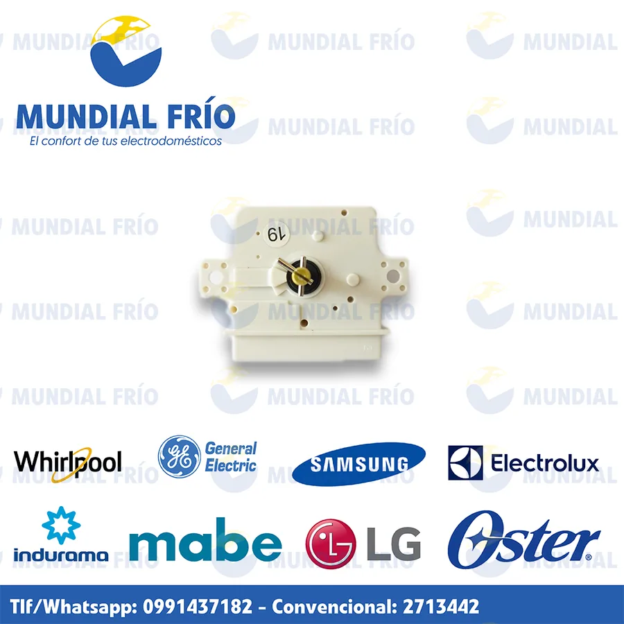 Timer programador para lavadora, fotografía de catálogo de Mundial Frío